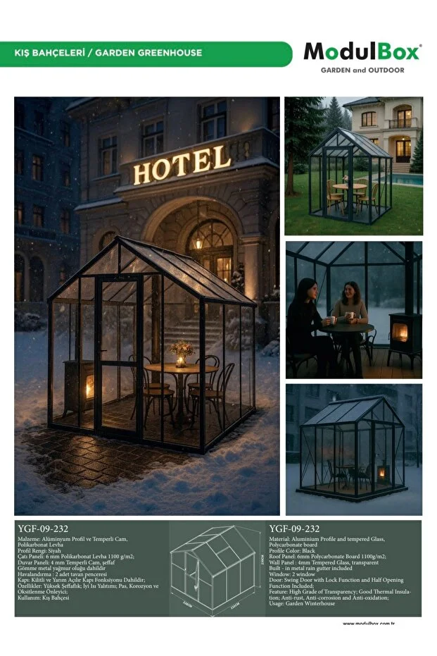 GARDEN GREENHOUSE, MODERN KIŞ BAHÇESİ, BAHÇE SERASI ( 228X232X230 )